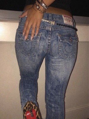 Blaue True Religion Jeans Größe M 90s Vintage Y2K Style