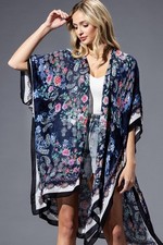 Women  s Rose Floral Paisley Viscose Kimono Cover Up