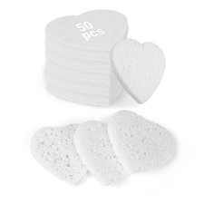 50-Count Heart Shape Compressed Facial Sponges,100 Natural Cellulose Face Spong
