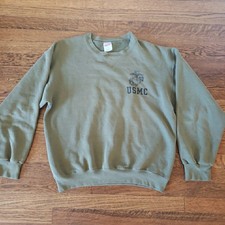 Vintage USMC Soffe Crewneck Sweatshirt Olive Green Made USA Military M
