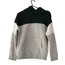 HM Boys Colorblock Hoodie Black Grey White Sweatshirt US 10-12Y