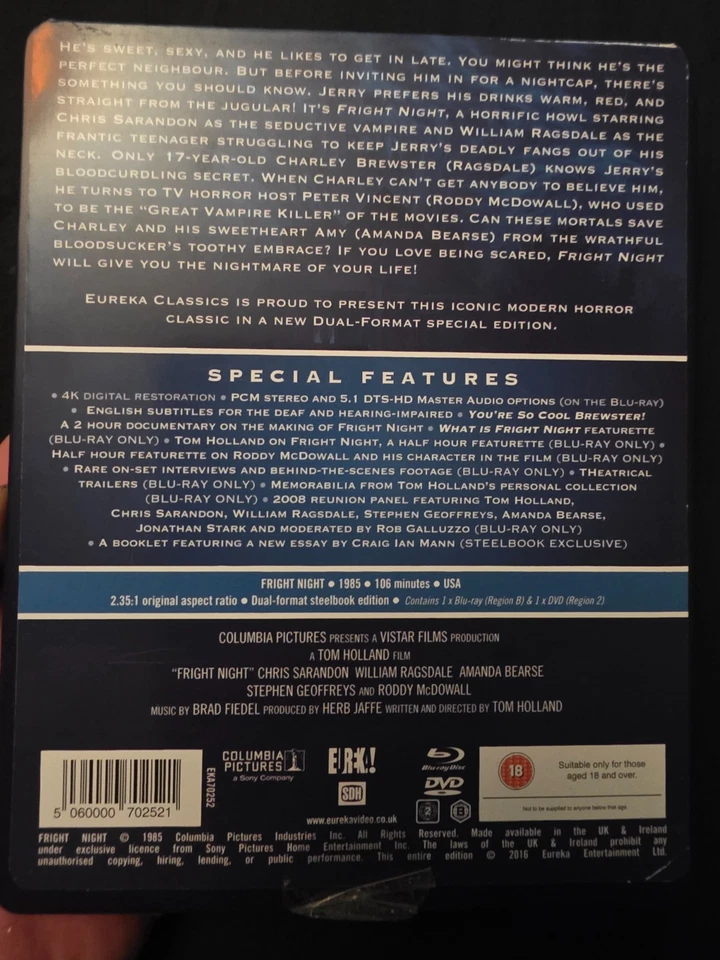 LAST CHANCE: Fright Night 1985 UK Limited Edition Steelbook Blu-ray/DVD+Booklet - Image 2 of 4