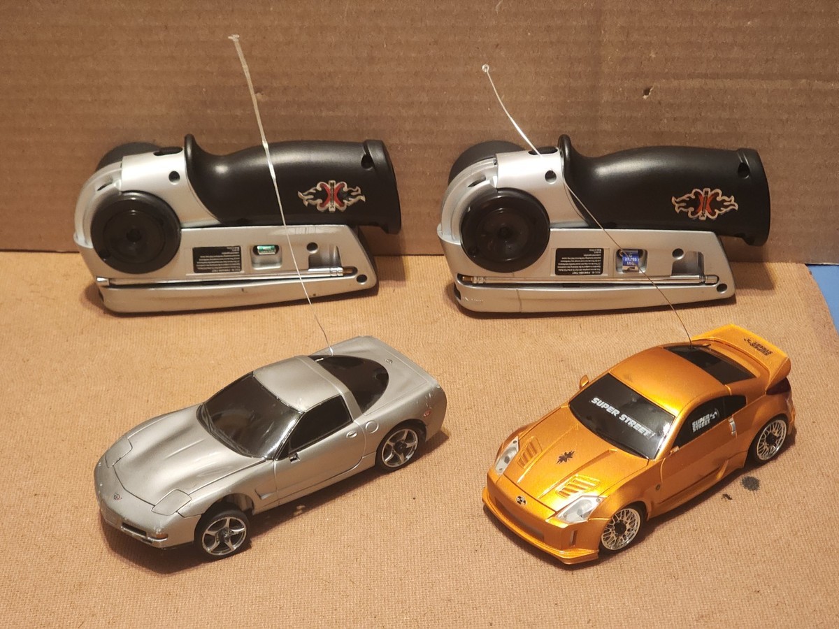 Vtg XMODS Remote-Controlled Car Lot Nissan Super Street & Corvette