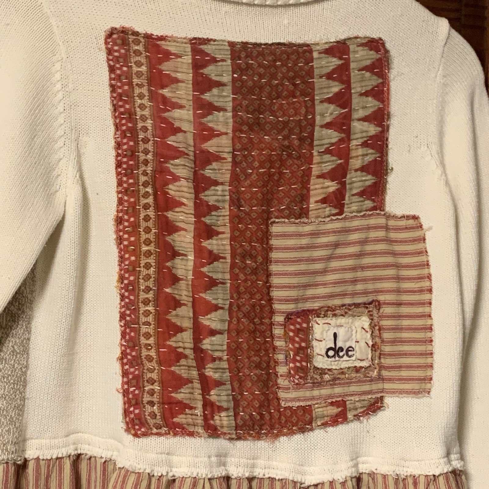 Upcycled Tunic Top L Patchwork Boho Festival Art … - image 7