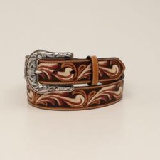 Ariat Ladies Belt 1 1/2 Floral Embossed Tan