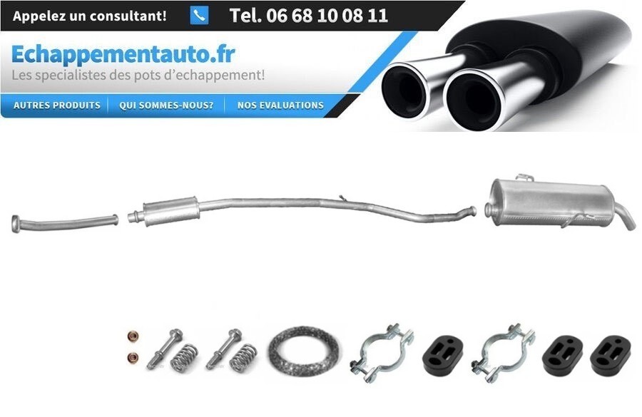 Échappement central et silencieux pour Peugeot 206 Cabriolet 1.6 de 2000 à 2005
