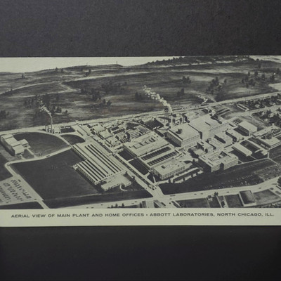Postcard IL North Chicago Abbott Laboratories Main Plant Aerial View Factory Vtg