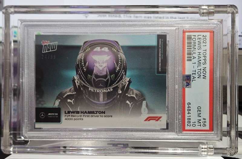 2021 Topps Now Formula 1 Lewis Hamilton #56 Teal /99 PSA 10