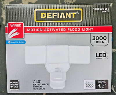 Defiant 240 Degree White Motion Activated Integrated LED Triple Head Flood Light