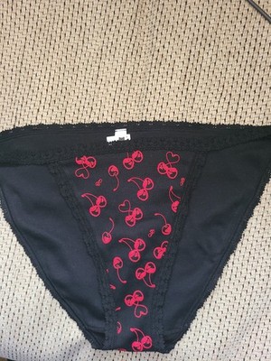 Victoria Secret panties- set of 5 XL Bikini cut panties black with cherry design