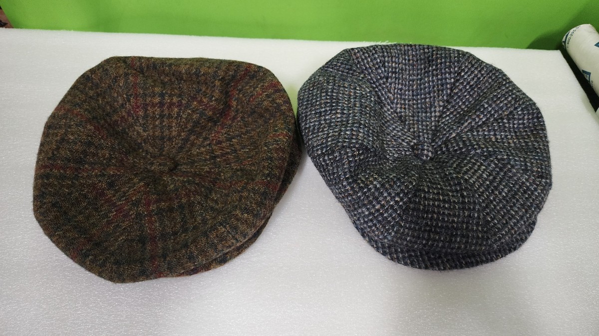 2 Of Harris Tweed / Eddie Bauer Caps Hats Herringbone Wool size M