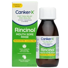 Rincinol Oral Rinse Mouthwash, Quick Pain Relief from Canker Sores, Mouth Bur...