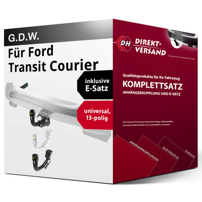 Für Transit Courier V769 (G.D.W.) Anhängerkupplung abnehmbar + E-Satz 13pol top