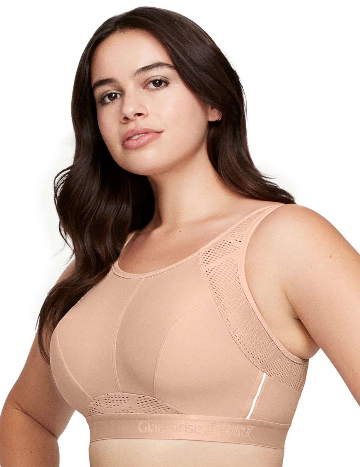 Plus Size Plus Size Breathable Mesh Non Wired Sports Bra No 1068, Skin, 85G image 3