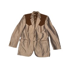 Circle S Men  s Sheen Tan Brown Yokes Cowboy Western Blazer Jacket 42 Long 42L