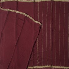 Vintage Maroon Saree 100 Pure Mysore Crepe Silk Zari Woven Sari 5YD Soft Fabric