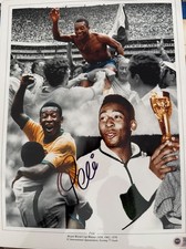 Pele ( Brasil / Brazil ) signed 12x16 photo montage RACC Trusted Seller ACG Cert