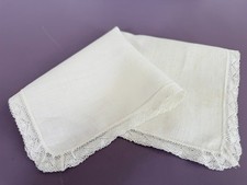 VINTAGE HANKY LACE EDGE COTTON CENTER WEDDING BRIDESMAID 1950s PRISTINE WHITE