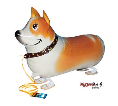 Lot of 6 Corgi Dog My Own Pet Walker Balloon Leash Birthday Party