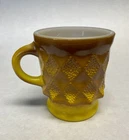 Anchor Hocking Fire-King BROWN/YELLOW Kimberly Diamond Pattern COFFEE CUP, VTG