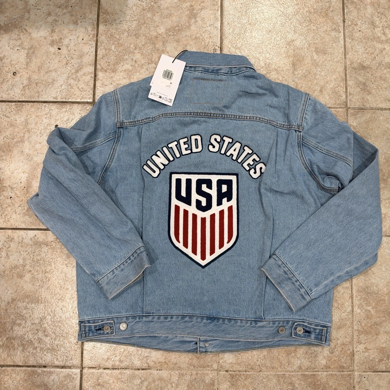 New With Tags Mens L - LEVIS x TEAM USA Trucker Jacket Type II Limited Edition image 2