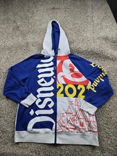 Disneyland 2021 Hoodie Mens XL Blue White Mickey Castle Full Zip Sweatshirt