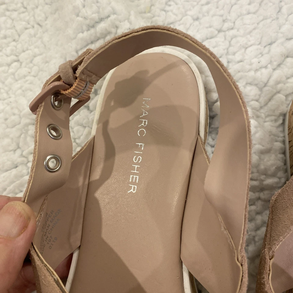 Marc Fisher Women’s Sling back Sandal Suede Size 7M Taupe - Image 2 of 4