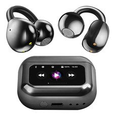 Open Ear Clip On Earbuds Intelligent Touch Color Screen Bone Conduction Wirel...