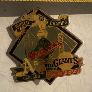 1989 World Series A's vs Giants World Champs Pinback Pin Peter David