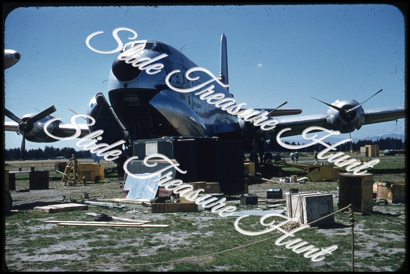 Globemaster Aircraft New Zealand Antarctica Supply 35mm Slide 1950s Kodachrome