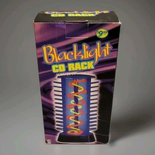 Y2K Blacklight Neon Glow 24 CD Holder Tower Rack Lamp Light Vintage 90s