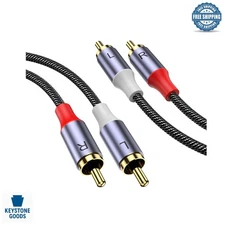 3.28 ft Gold-Plated Stereo RCA Auxiliary Cable for Home & Car Audio