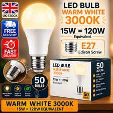 50x GLS 15w LED Light Bulb E27 Edison Warm  White 3000k Wholesale Joblot Retail