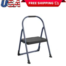 1-Step Folding BIG Step Steel Step Stool Home Garage Portable Step Stool 225 lb.