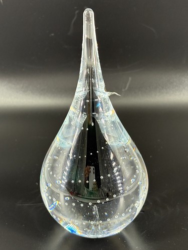 M. Pyrcak Poland Mouth Blown BlueBohemian Teardrop Paperweight Art Glass. - Picture 4 of 5