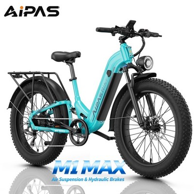Aipas M1 MAX Electric Bike 1800W 48V Fat Tire E-Bike Full Suspension Adult