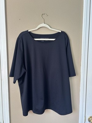 Susan Graver Women's Top Plus Sz 4X Modern Essentials Liquid Knit Black A352184