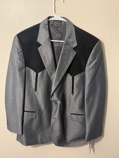 Circle S Dallas Western Blazer Mens Size 48R Gray Black Cowboy Rodeo NWT