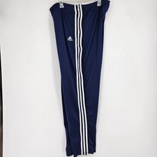 Adidas Track Pants Mens Large Navy Blue Snap Button Tear Away Vintage 3 Stripe