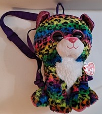 2017 Ty Gear Beanie Boos Dotty Rainbow Spotted Leopard 10" Plush Back Pack NWT