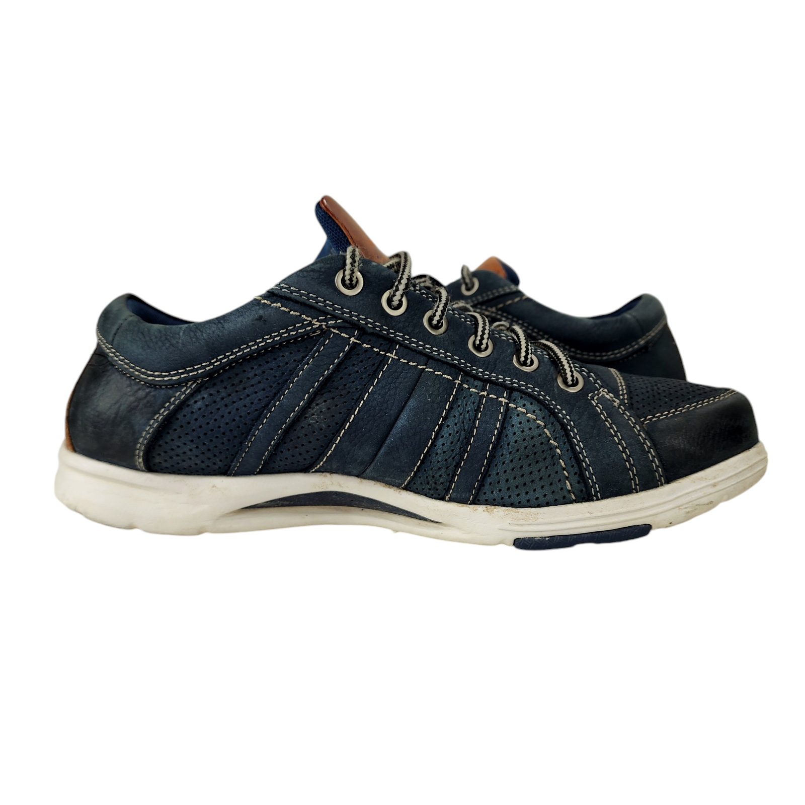 SAOLA Sneakers Abeo 8M Uomo Cort Blu Navy Marrone Bianco Pelle Gomma 4285 Traspirante