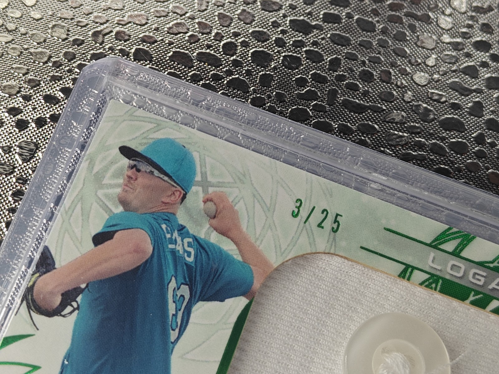 2024 Leaf Trinity Logan Evans RPA Button Patch Auto GREEN Parallel 3/25 MARINERS