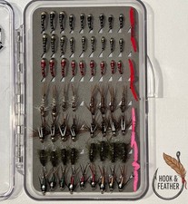 Hand Tied Nymph Fly Assortment (65 Pieces) With Fly Box - Fly Fishing Gift Set