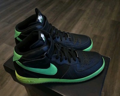 Nike Lunar Force 1 Leather Mid Black Lime Green Volt 555089-004 Size 14 AF1 Air 