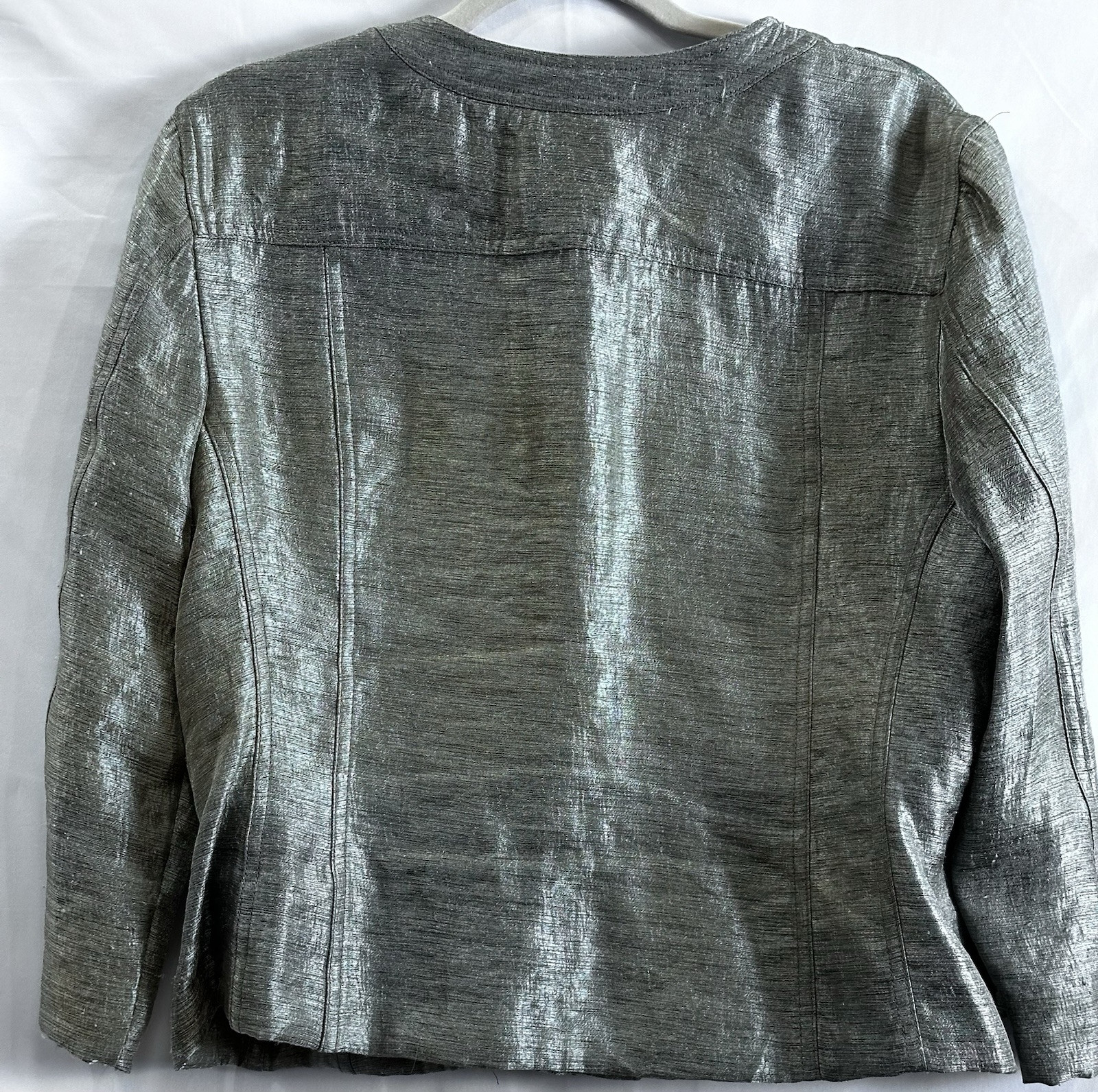 Ruby Rd. Gold/Green Metallic Collarless Blazer S-… - image 8