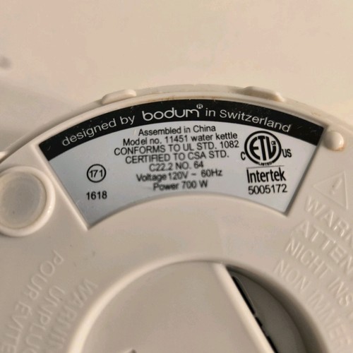 Bodum Bistro Elektrischer Wasserkocher Kunststoff 17 Unzen 0,5 Liter Elfenbein 11451 - Bild 8 von 8