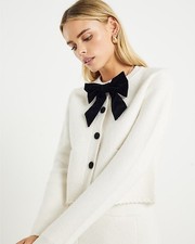 River Island Womens Round neck Long sleeved Button Cardigan in Cream M Petite