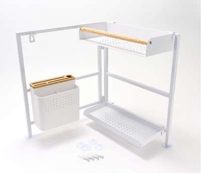 Cella Stainless Steel Two-Tier Corner Rack Organizer White