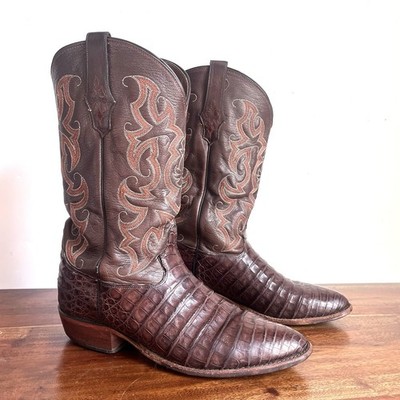 Tony Lama Men's Exotic Belly Caiman Round Toe Western Boots Size 12 D