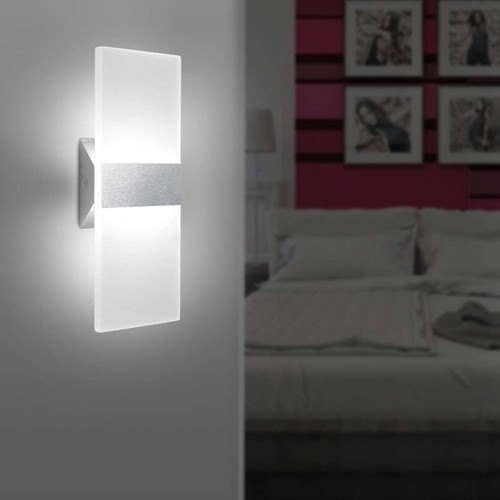 12W Cool White LED Wall Sconce Pair - Acrylic & Aluminum, Easy Installation - Picture 4 of 9